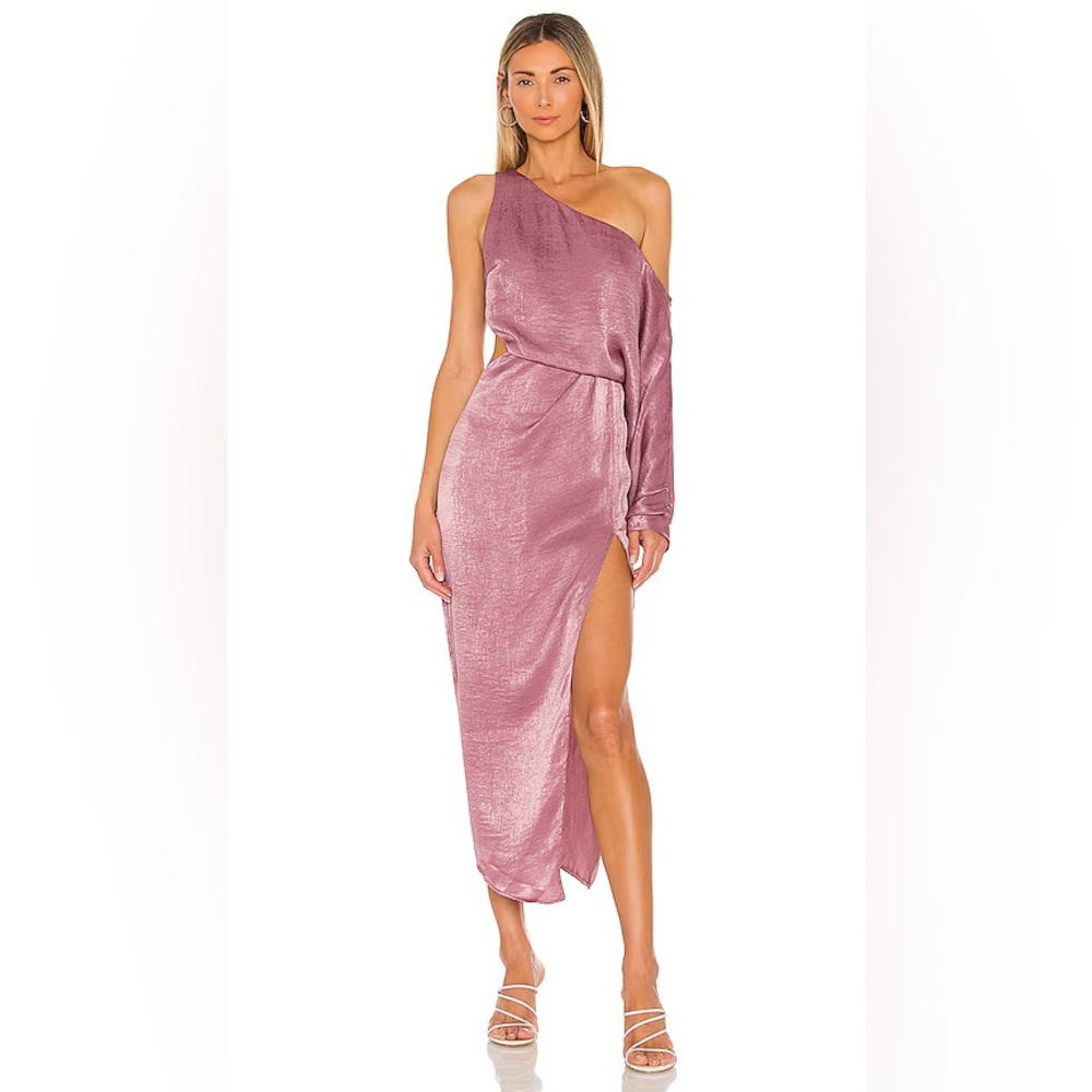 Katie May Pink One Shoulder Ruched Gown